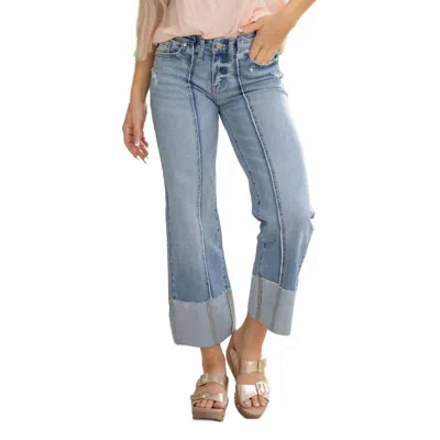 Kancan Bold Move Wide-leg Jeans In Medium Wash In Blue