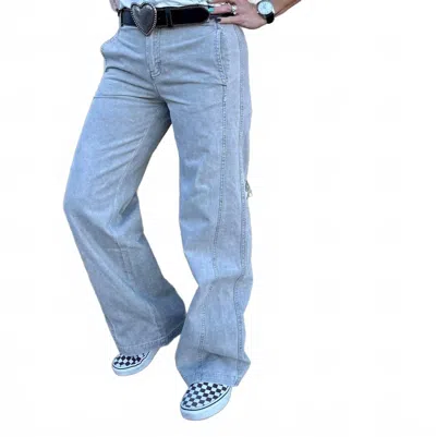 Kancan Boulder Wide Leg Trouser In Tan In Blue