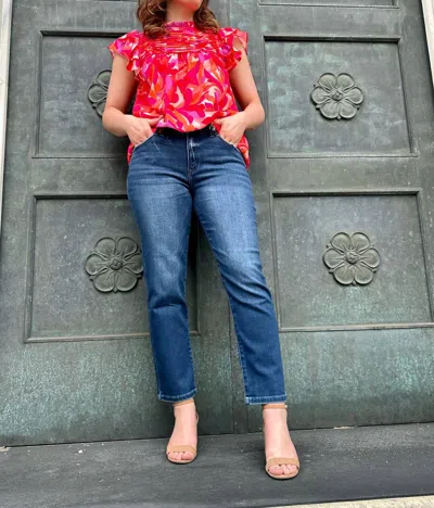 Kancan Bradenton Mid Rise Slim Straight Jeans In Blue