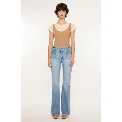 Kancan Brooke High Rise Flare Jeans In Brown