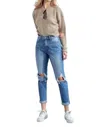 Kancan Busted Knee Mom Jeans In Medium Wash In Multi