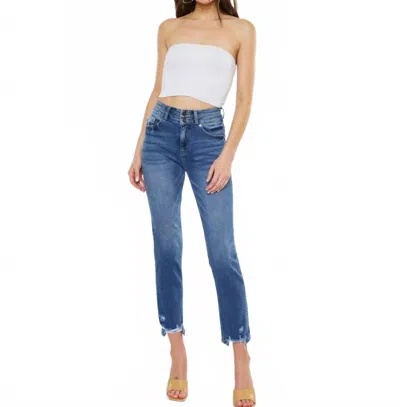 Kancan Cadence Ultra High Rise Slim Straight Jeans In Medium Blue