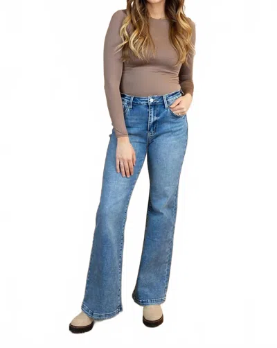 Kancan Camdyn Wide Leg Flare Jeans In Denim In Multi
