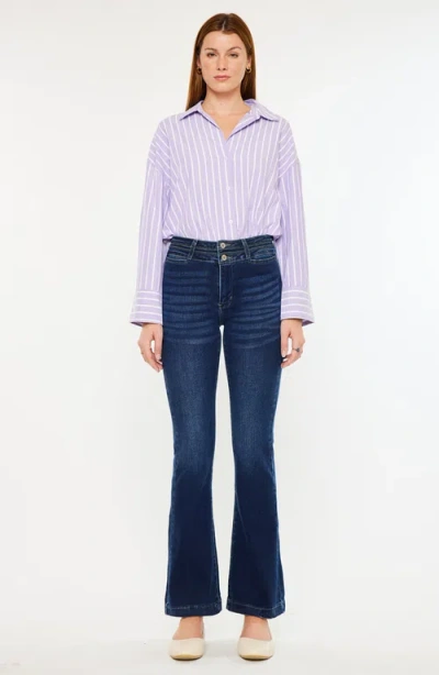 Kancan Caroline High Rise Flare Jeans In Blue