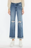 Kancan Carrie Mid Rise True Straight Leg Jeans In Medium Wash