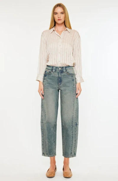 Kancan Cecilia High Rise Slim Barrel Jeans In Blue