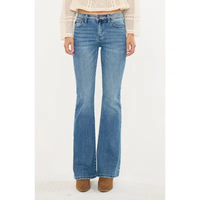 Kancan Cecilie Mid Rise Flare Jeans In Blue