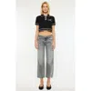 Kancan Chai Mid Rise Cropped Straight Jeans In Grey Wash