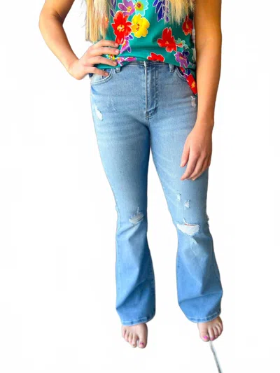 Kancan Charli Flare Jeans In Light Wash In Blue