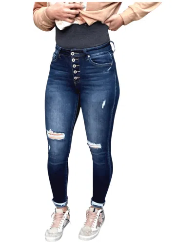 Kancan Chelsey Skinny Jeans In Dark Washed In Multi