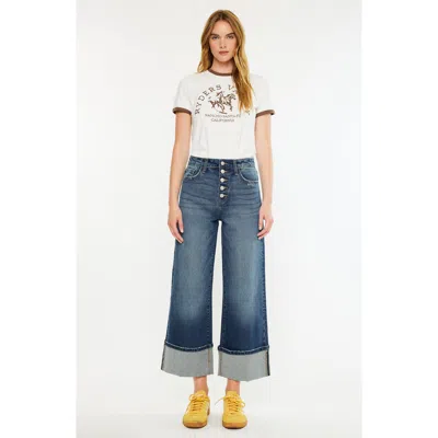Kancan Collie Ultra High Rise Cropped Wide Leg Jeans In Blue