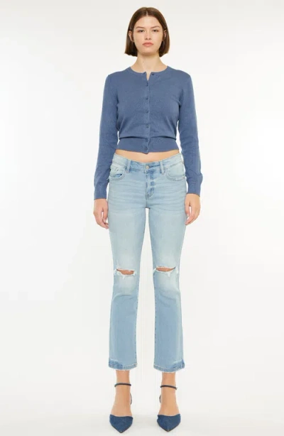 Kancan Coraline Essentials Mid Rise Kick Flare Jeans In Blue
