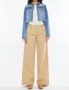 Kancan Crop Fray Jacket In Light Denim In Blue