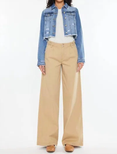 Kancan Crop Fray Jacket In Light Denim In Blue