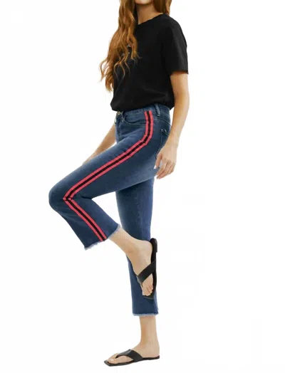 Kancan Cropped Denim Jeans In Red Stripe