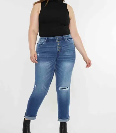 Kancan Curvy Eternity Mid Rise Slim Straight Jean In Medium Wash
