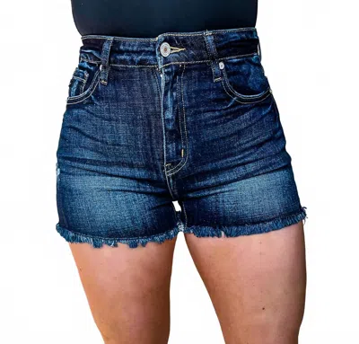 Kancan Dacey Denim Shorts In Dark Wash In Blue