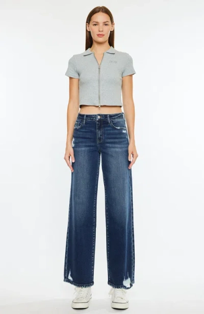 Kancan Dania Essentials High Rise Wide Leg Jeans In Blue