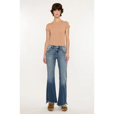Kancan Daphe Essentials Low Rise Ankle Flare Jeans In Blue