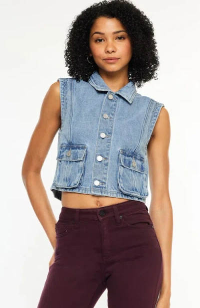 Kancan Debbie Denim Vest In Blue