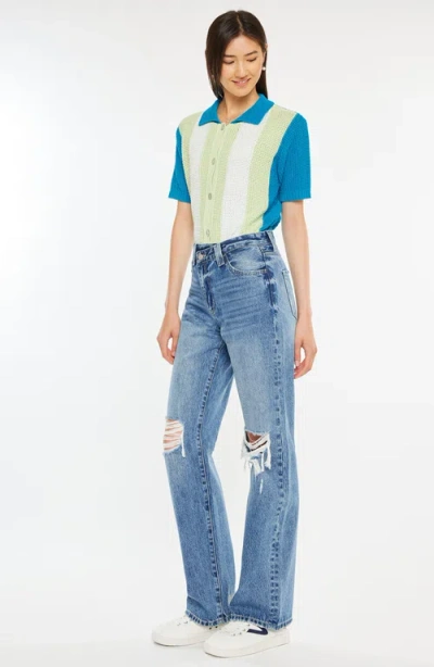 Kancan Debra Essentials High Rise 90's Criss Cross Straight Jeans In Black