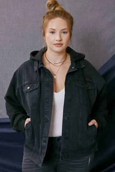 Kancan Denim Hoodie Jacket In Black