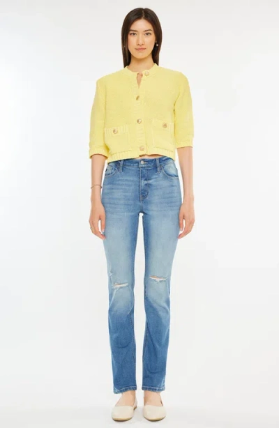 Kancan Diana Essentials High Rise Slim Straight Jeans In Blue