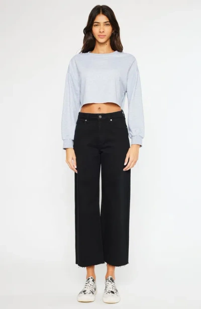 Kancan Dianella High Rise Crop Wide Leg Jeans In Black