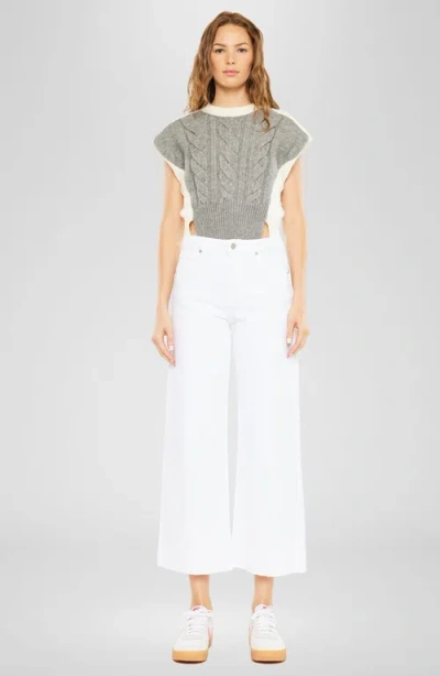Kancan Dianella High Rise Crop Wide Leg Jeans In White