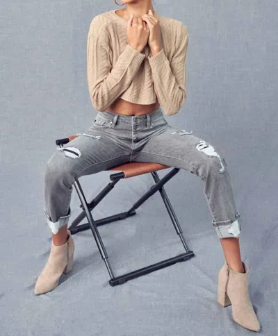 Kancan Distress High Rise Skinny Straight Jean In Grey
