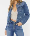 Kancan Distressed Classic Denim Jacket In Dark Stone Wash In Blue
