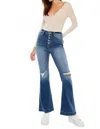 Kancan Dixie Ultra High Rise Flare Petite Jeans In Medium Blue In Blue