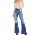 Kancan Dixie Ultra High Rise Flare Petite Jeans In Medium Blue In Blue
