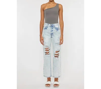 Kancan Dixon Ultra High Rise 90's Boyfriend Jeans In Acid Stone Wash In Blue