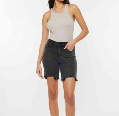 Kancan Dolly High Rise Bermuda Short In Black In Gray