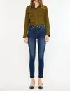 Kancan Double Waist High Rise Ankle Skinny Jean In Dark Wash