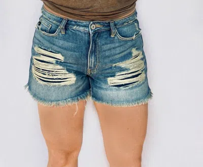 Kancan Eldorado Denim Shorts In Med Wash In Multi