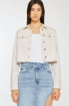 Kancan Ellie Cropped Denim Jacket In White