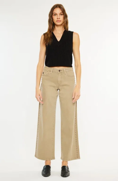 Kancan Ellie Mid Rise Wide Leg Jeans In Brown