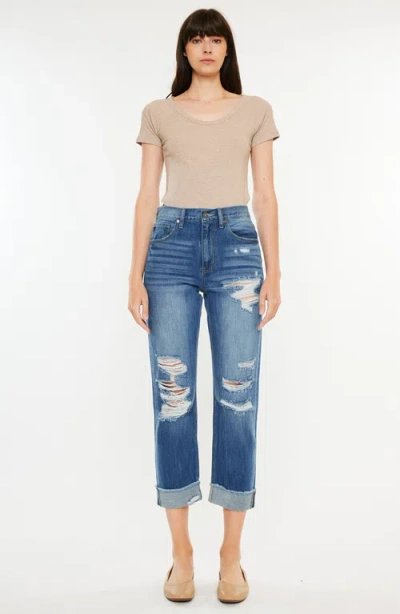 Kancan Eloise Essentials High Rise Straight Leg Jeans In Blue