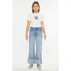 Kancan Emma Mid Rise Kids Wide Flare Leg Jeans In Blue