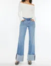 Kancan Emma Mid Rise Wide Leg Jeans In Medium In Blue