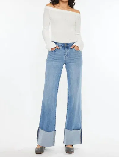 Kancan Emma Mid Rise Wide Leg Jeans In Medium In Medium Wash