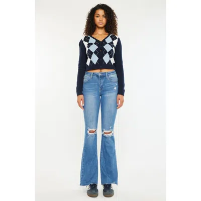 Kancan Eva Essentials High Rise Bootcut Jeans In Blue