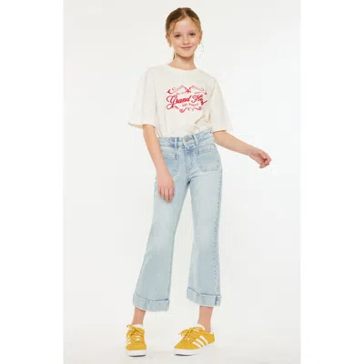 Kancan Kids'  Evie High Rise Cropped Flare Jeans In Blue