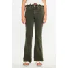 Kancan Ezra High Rise Flare Jeans In Green