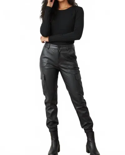Kancan Faux Leather Cargo Jogger Pants In Black