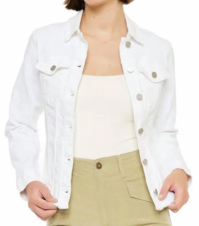 Kancan Frayed Hem Denim Jacket In White