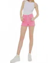 Kancan Frayed Shorts In Hot Pink In Pink
