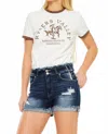 Kancan Free Spirit Denim Short In Dark Wash In Blue